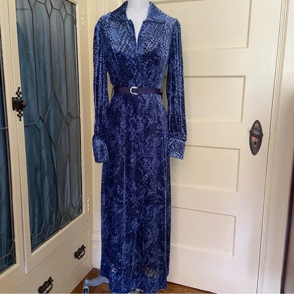 💔SOLD $890 Ulla Johnson Thalia Blue Velvet Shirt Dress Size 2 NWT - Picture 5 of 16